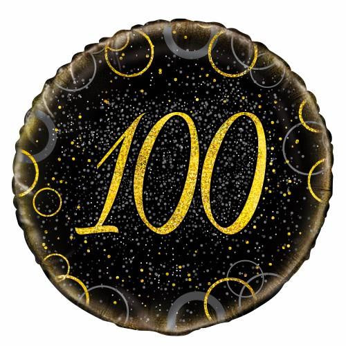 Glitz Gold 100th 45.7cm (18”) Foil Balloon